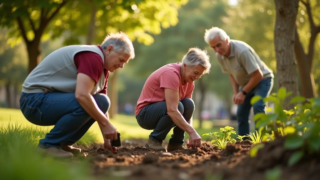 Grupo intergeneracional participando en una actividad comunitaria en un espacio público